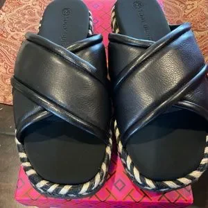 Tory burch slides best sale black